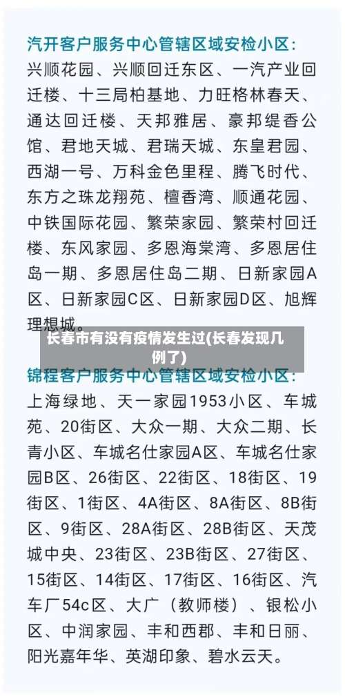 长春市有没有疫情发生过(长春发现几例了)-第2张图片