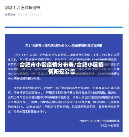 合肥市小区疫情分布表/合肥小区疫情防控公告-第1张图片