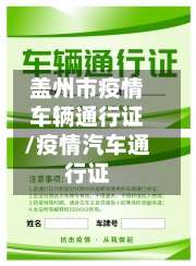 盖州市疫情车辆通行证/疫情汽车通行证-第1张图片